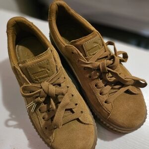 Fenty Puma Tan Suede Lace-Up Sneakers